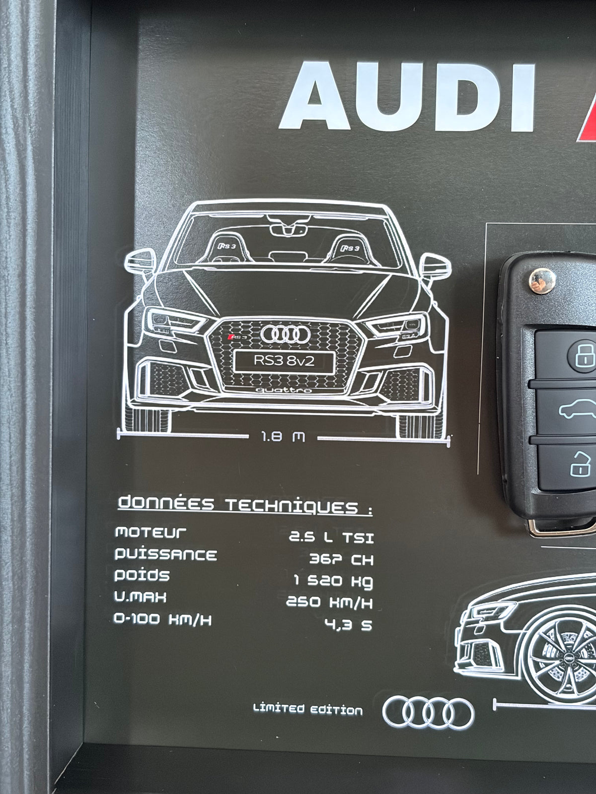 Framed decorative key for Audi RS6 C7