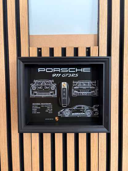 Cadre avec clé décorative de Porsche 911 GT3 RS