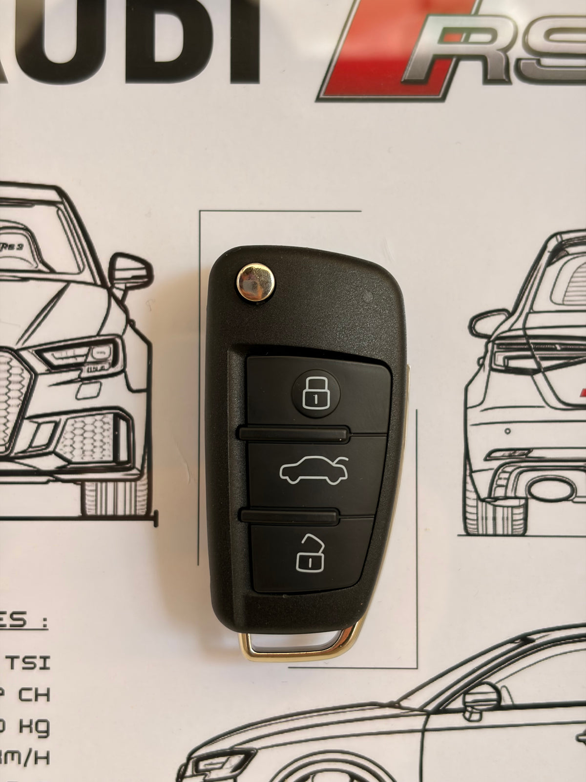 Cadre avec clé décorative de Audi RS3 8v2 BLANC