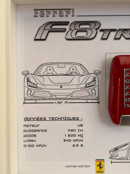 Cadre avec Clé Décorative de Ferrari F8 Tributo
