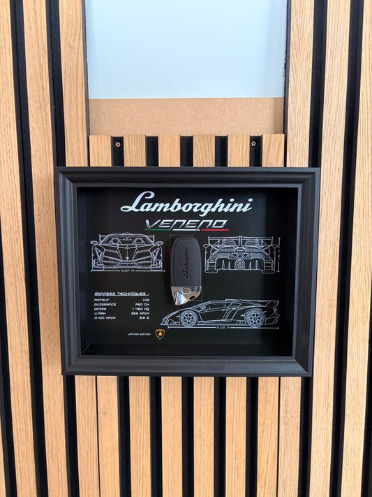 Cadre avec clé décorative de Lamborghini Veneno