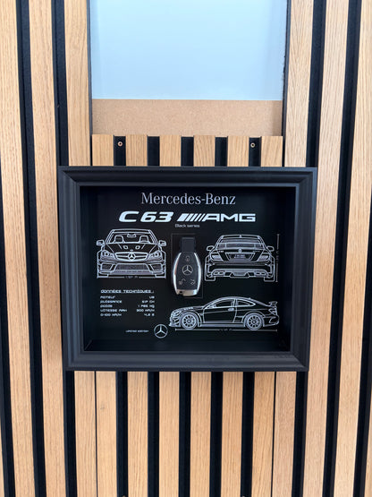 Cadre avec Clé Décorative de Mercedes c63 ami black séries