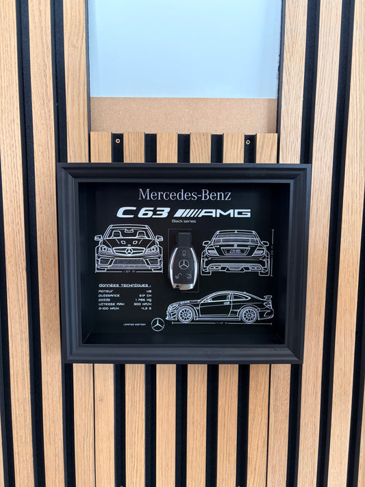 Cadre avec Clé Décorative de Mercedes c63 ami black séries