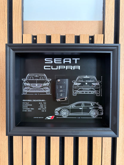 Cadre avec clé décorative de Seat Leon Cupra