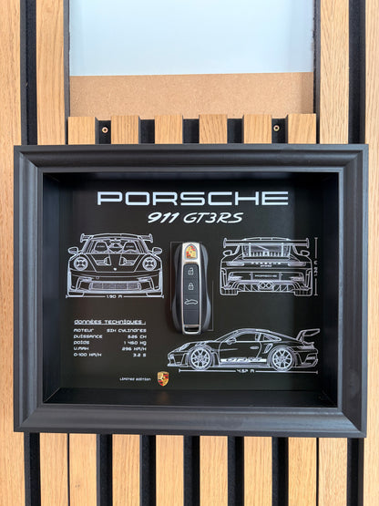 Cadre avec clé décorative de Porsche 911 GT3 RS
