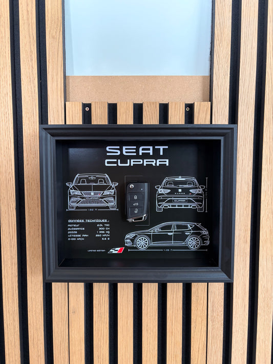 Cadre avec clé décorative de Seat Leon Cupra