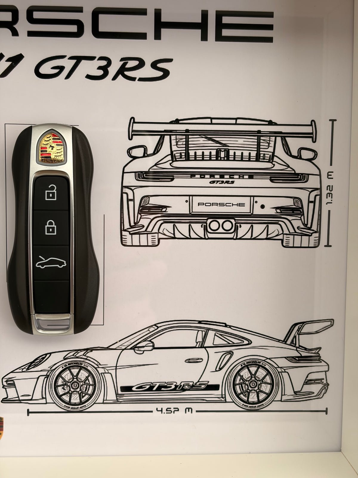Cadre avec clé décorative de Porsche 911 GT3 RS