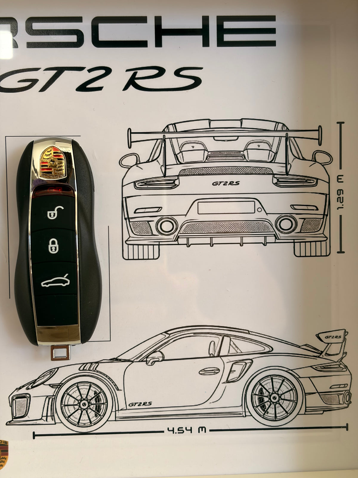 Cadre avec clé décorative de Porsche 911 GT2 RS