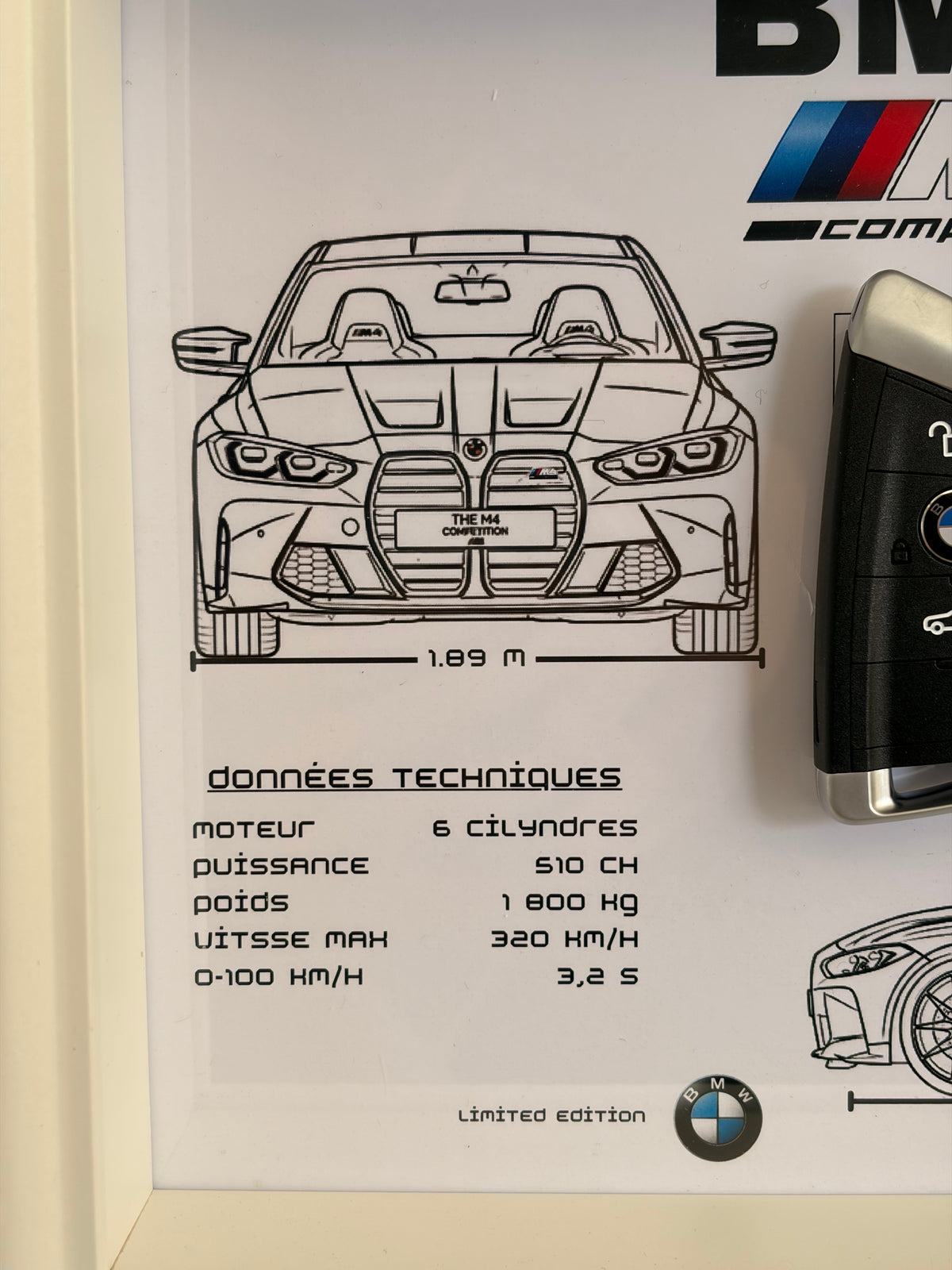 Cadre avec clé décorative de BMW M4 G82 compétition