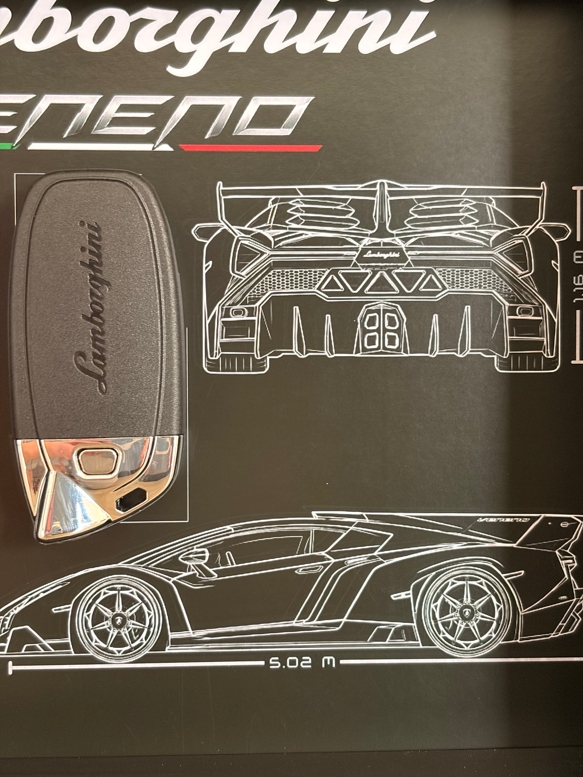 Cadre avec clé décorative de Lamborghini Veneno
