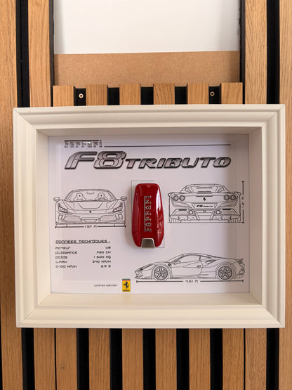 Cadre avec Clé Décorative de Ferrari F8 Tributo