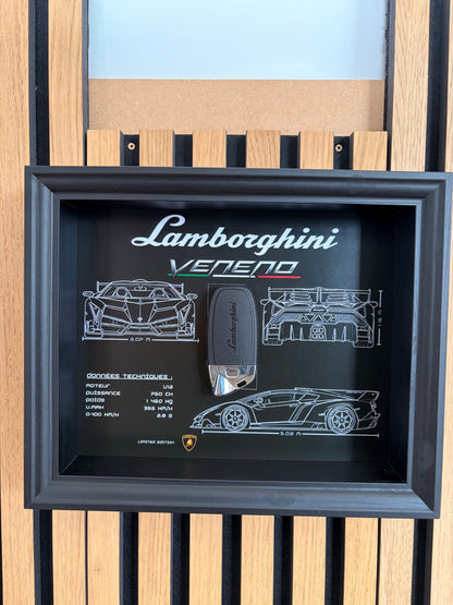 Cadre avec clé décorative de Lamborghini Veneno