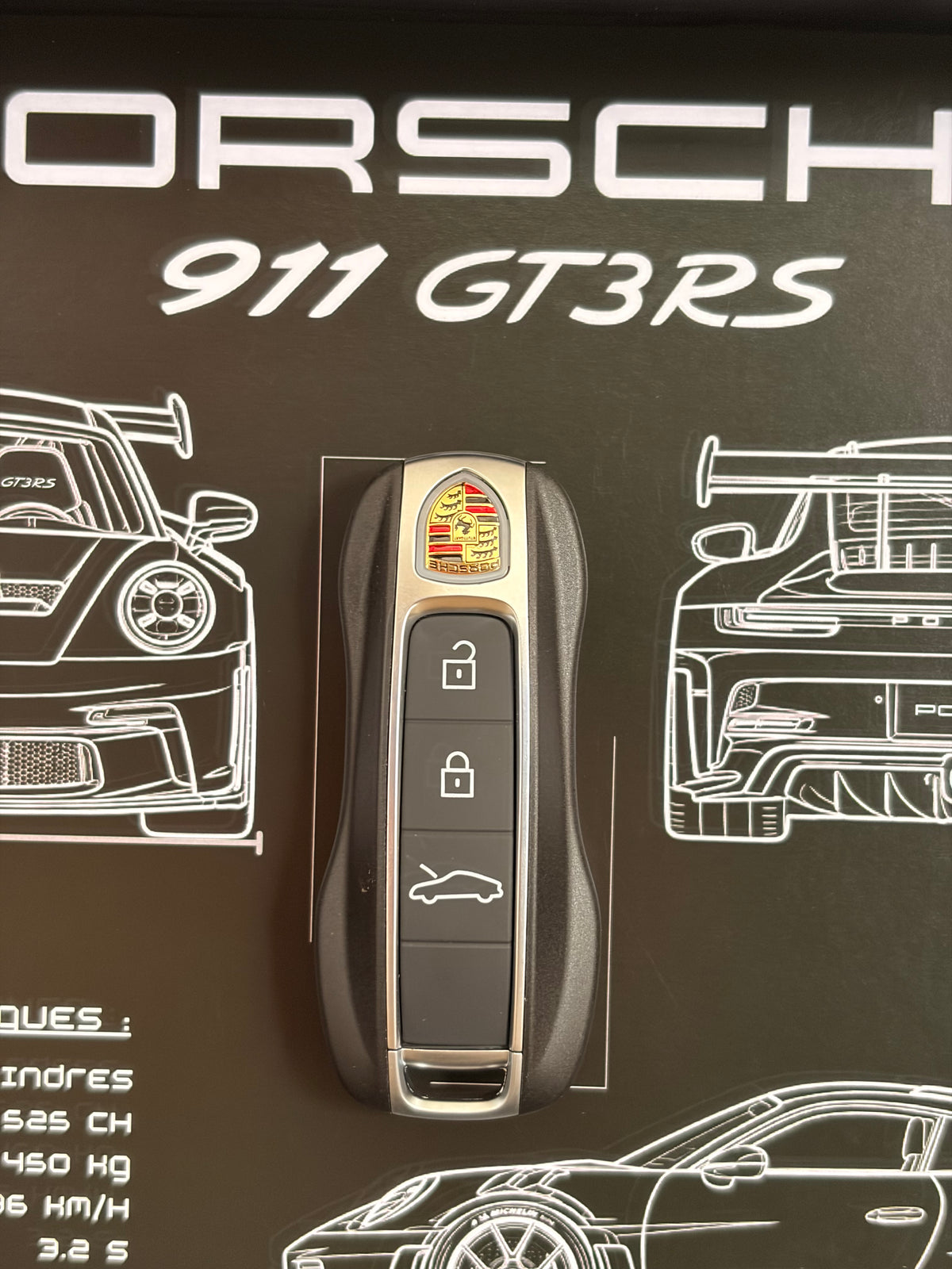 Cadre avec clé décorative de Porsche 911 GT3 RS