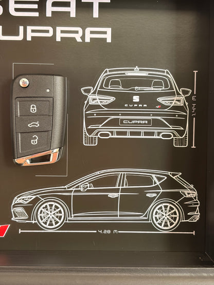 Cadre avec clé décorative de Seat Leon Cupra