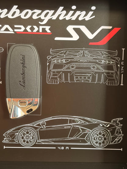 Cadre avec clé décorative de Lamborghini Aventador SVJ