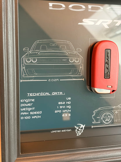 Cadre avec clé décorative de Dodge Challenger SRT Demon