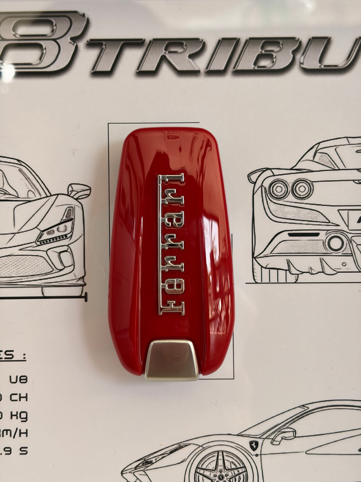 Cadre avec Clé Décorative de Ferrari F8 Tributo
