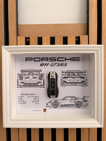 Cadre avec clé décorative de Porsche 911 GT3 RS