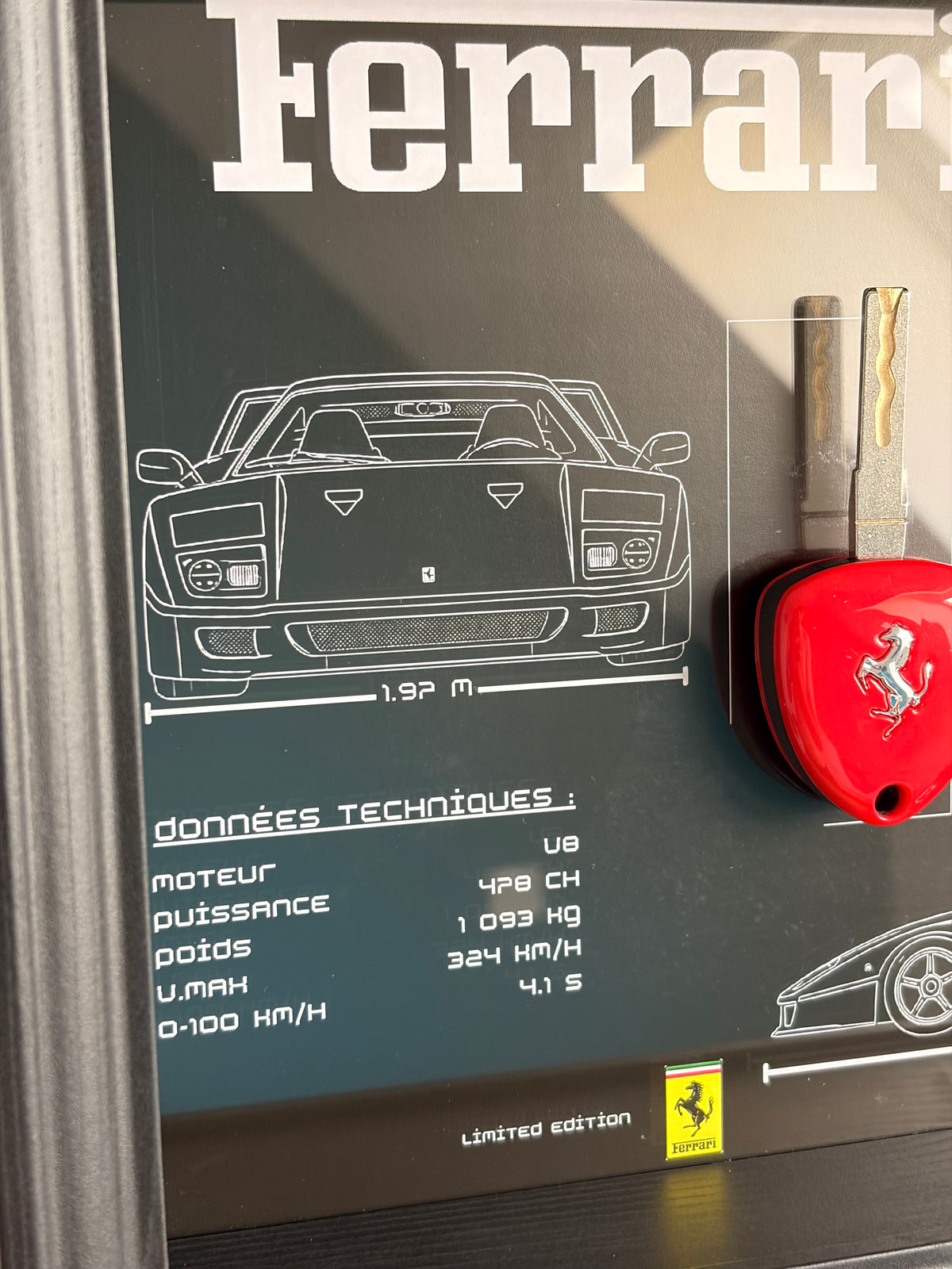 Cadre avec Clé Décorative de Ferrari F40