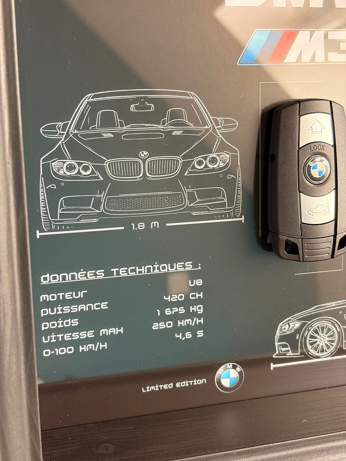 Cadre avec clé décorative de BMW M3 E92