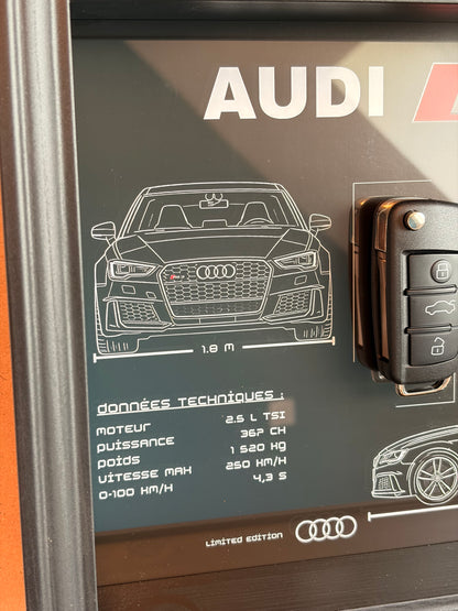 Cadre avec clé décorative de Audi RS3 8v1