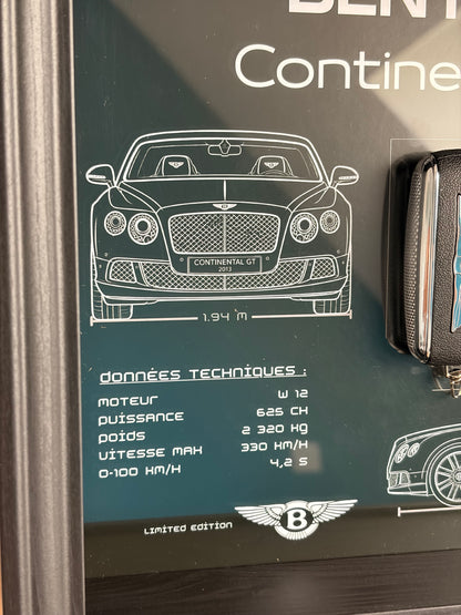 Cadre avec clé décorative de Bentley Continental GT