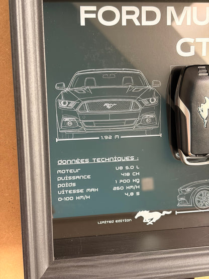 Cadre avec clé décorative de Ford Mustang