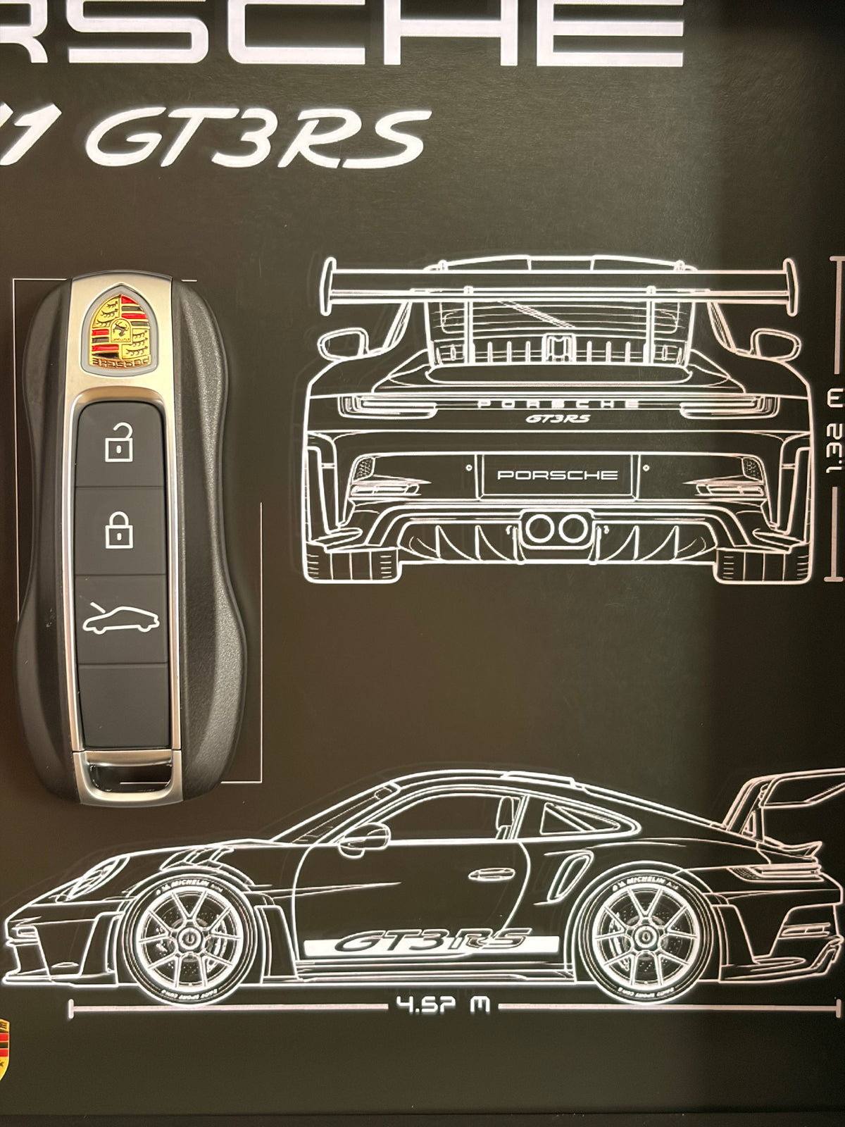 Cadre avec clé décorative de Porsche 911 GT3 RS