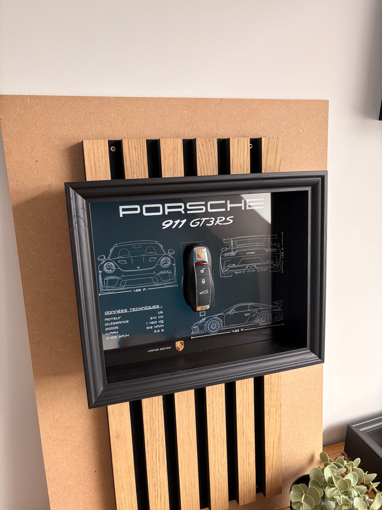 Cadre avec clé décorative de Porsche 911 GT3 RS
