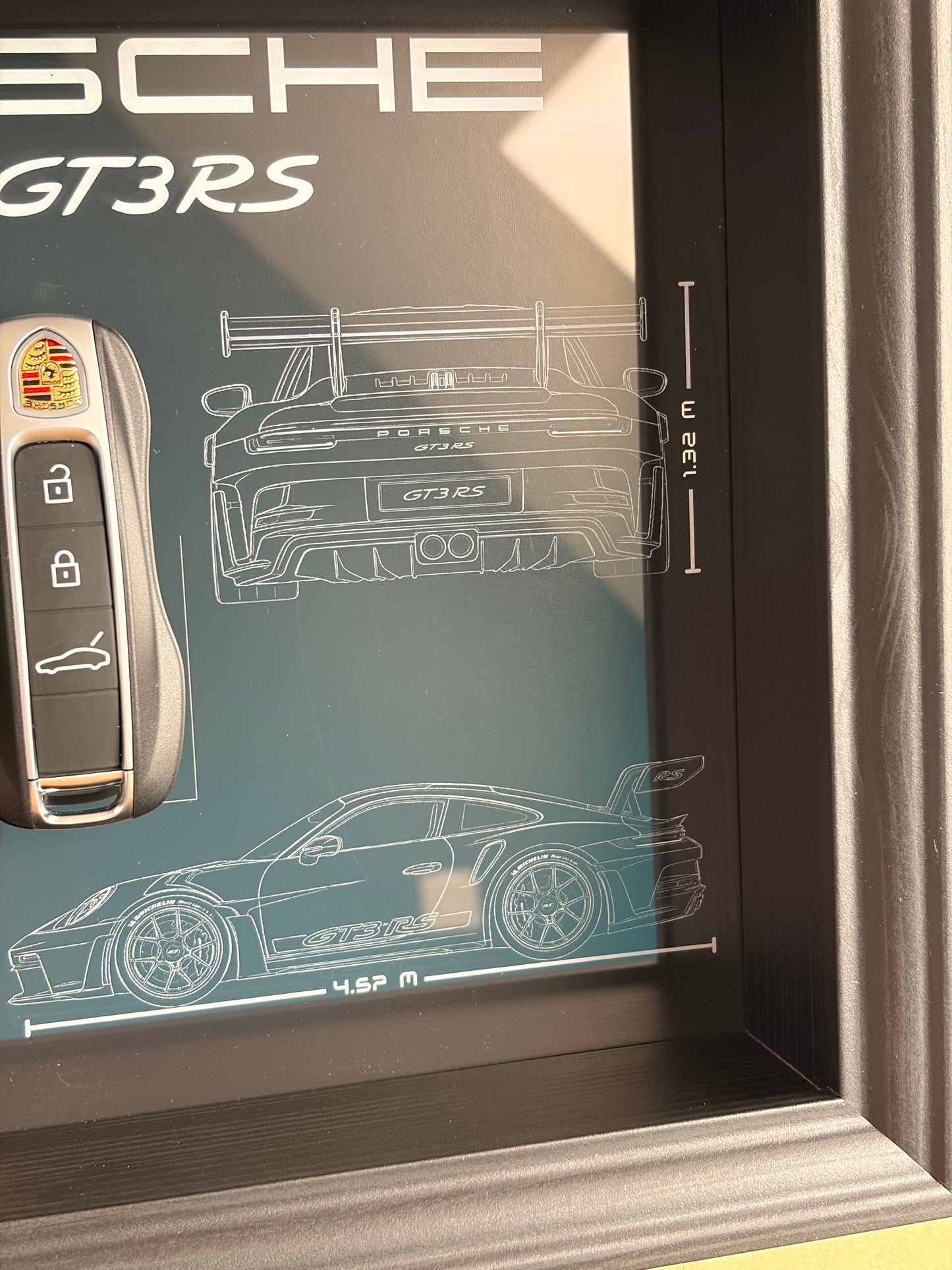 Cadre avec clé décorative de Porsche 911 GT3 RS