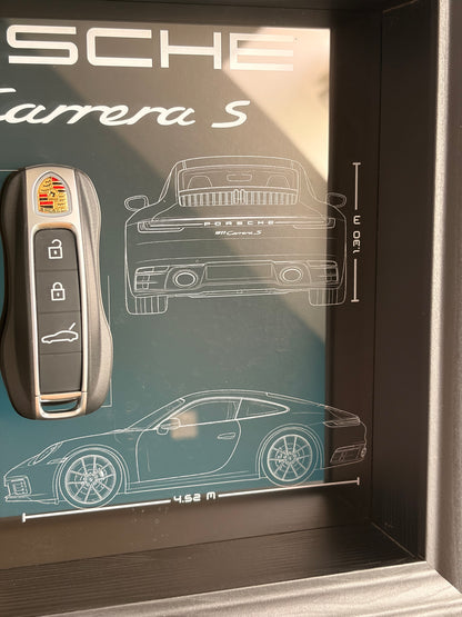 Cadre avec clé décorative de Porsche 911 Carrera S