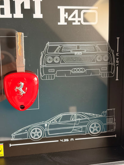 Cadre avec Clé Décorative de Ferrari F40