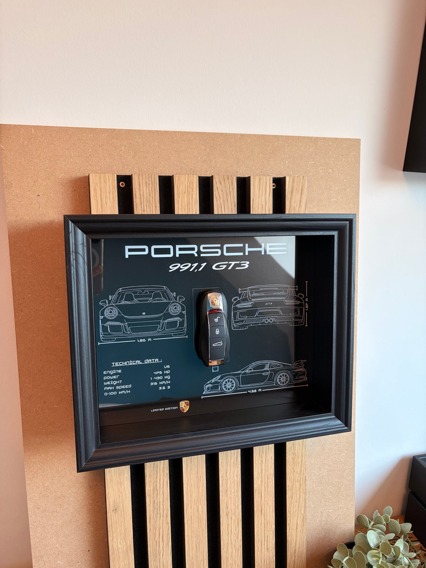 Cadre avec clé décorative de Porsche 991 GT3