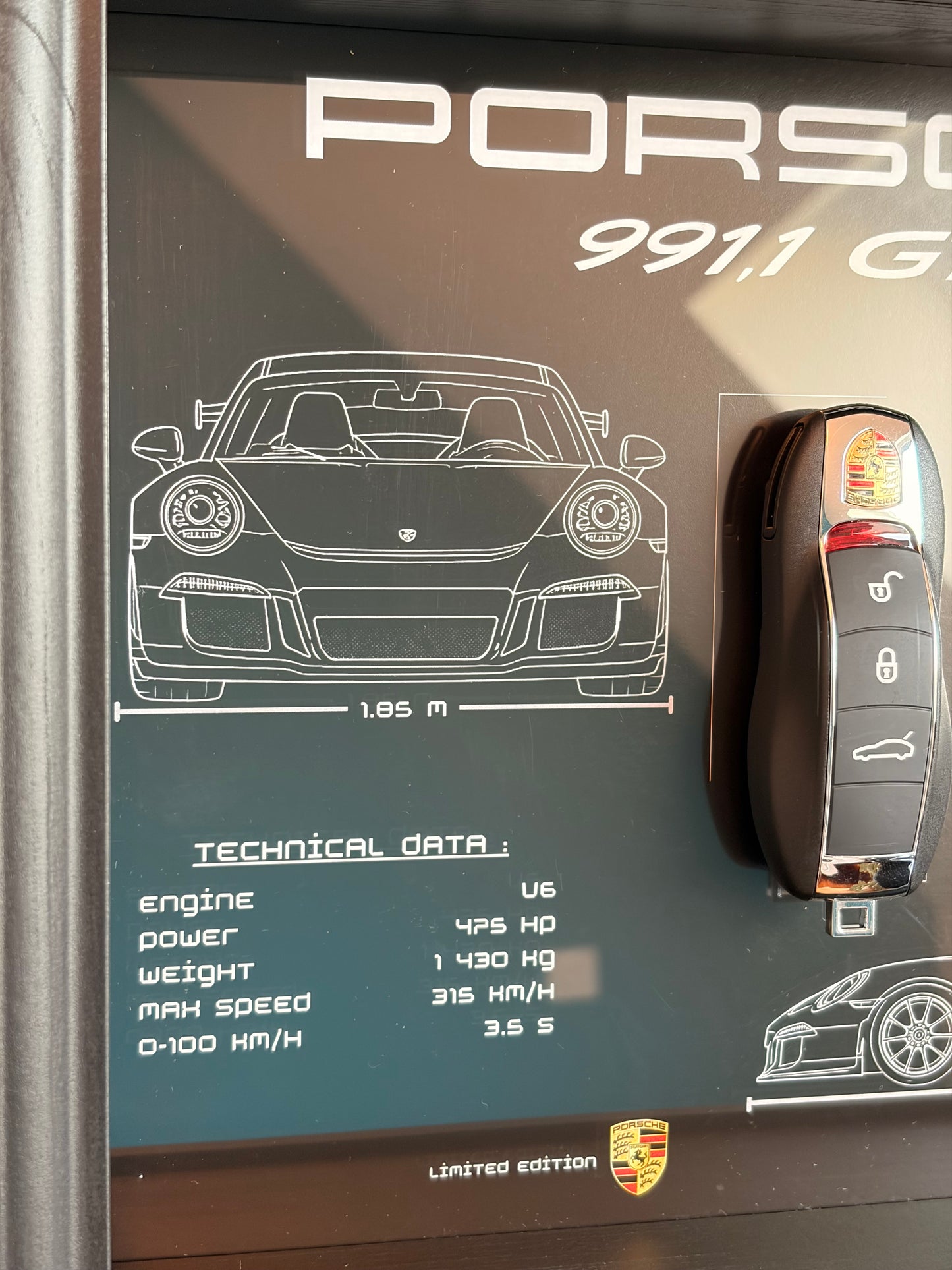Cadre avec clé décorative de Porsche 991 GT3
