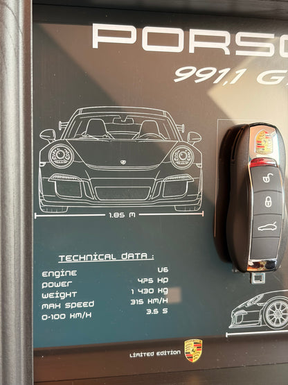 Cadre avec clé décorative de Porsche 991 GT3